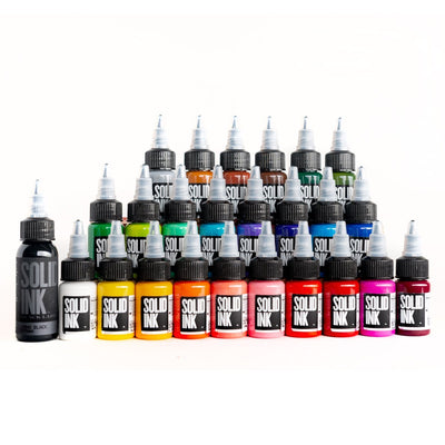 Solid ink Color Set-Tattoo Ink-Solid Ink-25 Color Travel Set | (24) Half Ounce + 1oz Lining Black-FYT Tattoo Supplies New York
